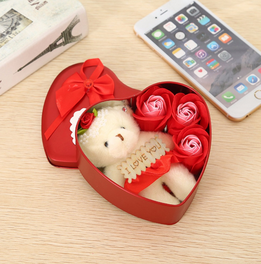 ValentinesDayHub™ Flower & Teddy Bear Gift Box
