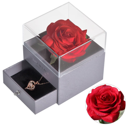 ValentinesDayHub™ Eternal Flower Jewelry Box With Necklace